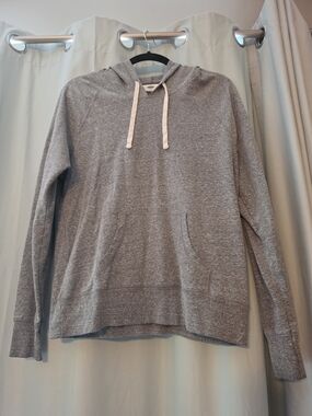 Old Navy Gray Women's Pullover Hoodie with White Drawcords